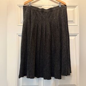 Orvis Charcoal Gray A-Line Elastic Waist PleatedVintage Skirt 18/20 Modest‎ Chic